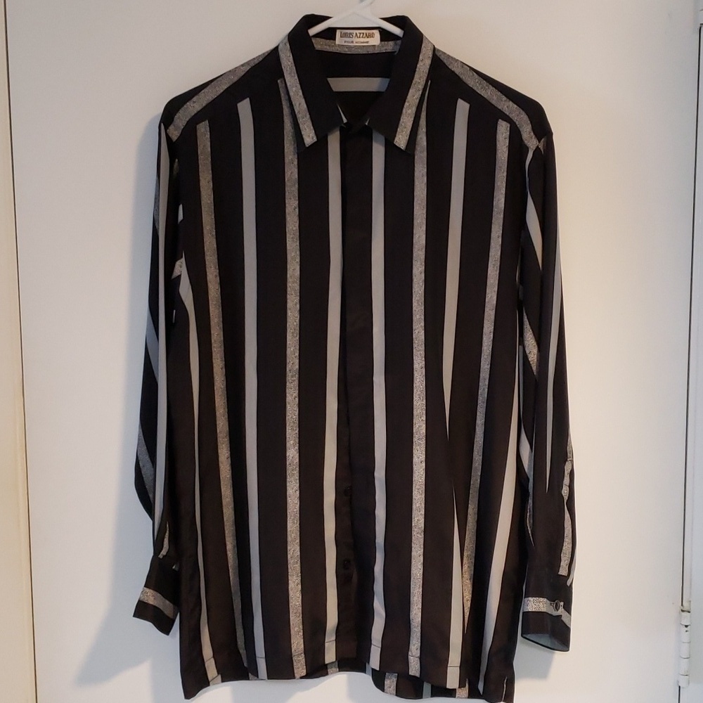 Loris Azzaro Black and Gray Button Shirt.